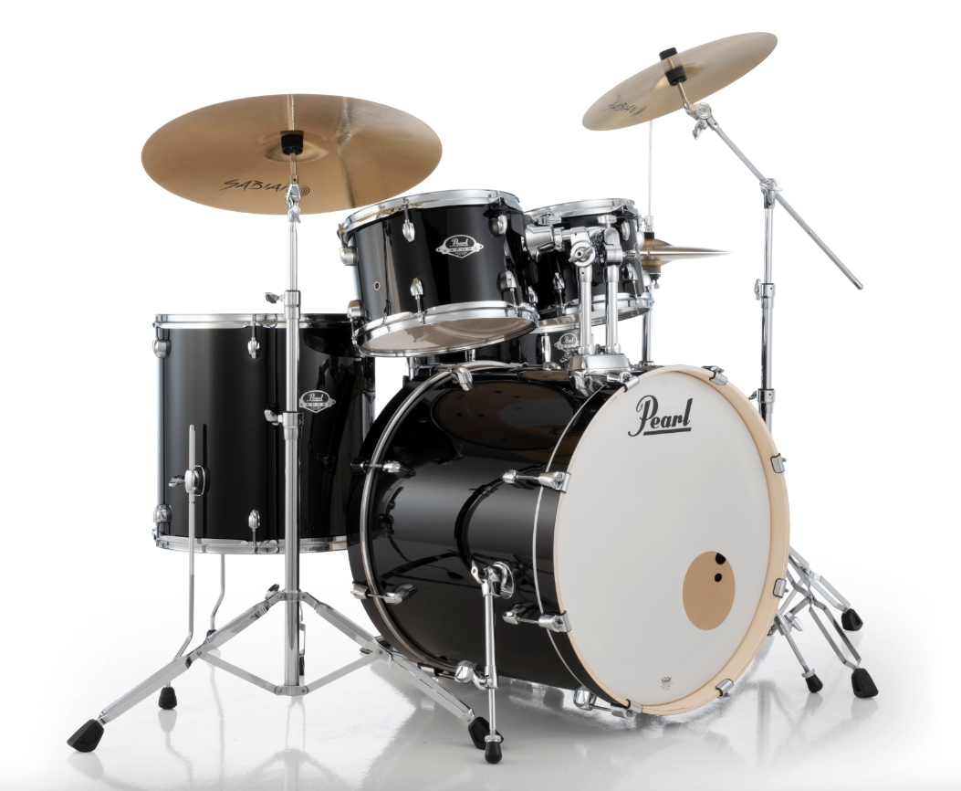 Pearl Export 5-Piece Drum Set With Sabian Cymbals - 22" Bass Drum JET BLACK