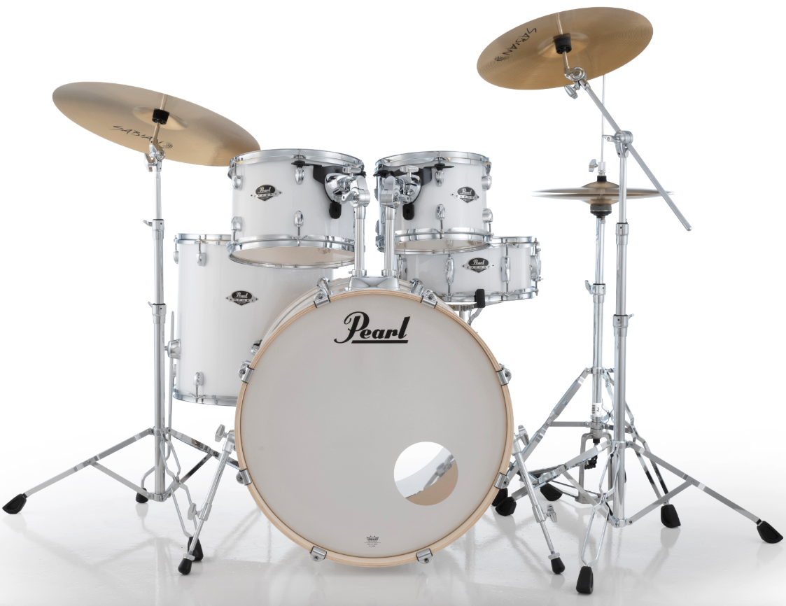 Pearl Export 5-Piece Drum Set With Sabian Cymbals - 20" Bass Drum PURE WHITE
