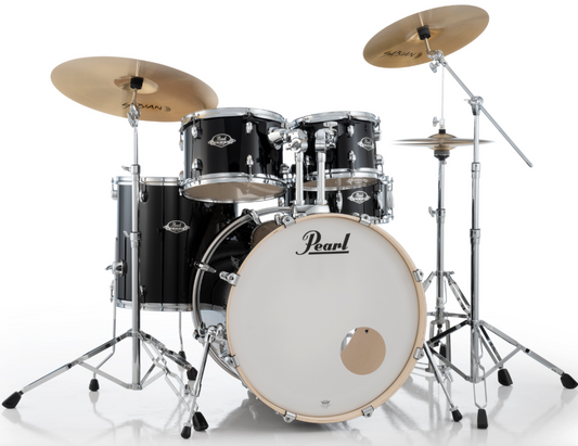Pearl Export 5-Piece Drum Set With Sabian Cymbals - 20" Bass Drum JET BLACK