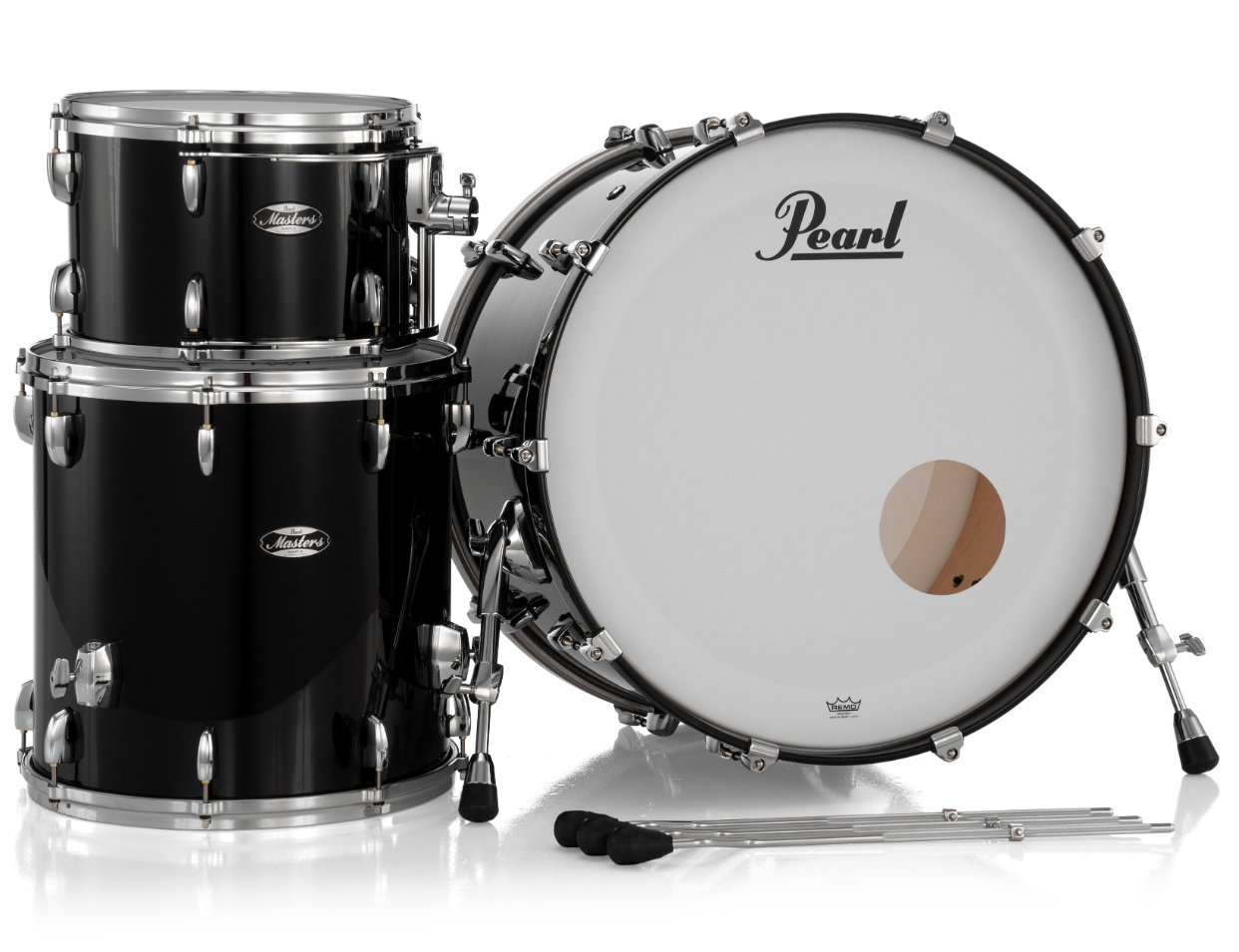 Pearl Masters Maple 3 Piece Shell Pack - 24" Bass Drum PIANO BLACK