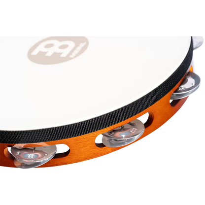 Meinl Percussion Traditional 10-Inch Wood Tambourine with Goat Skin Head, Single Row