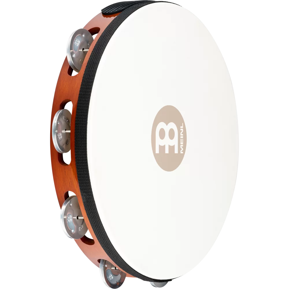 Meinl Percussion Traditional 10-Inch Wood Tambourine with Goat Skin Head, Single Row