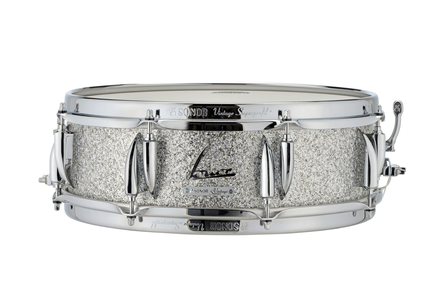 VINTAGE SERIES 14"X 5" SNARE DRUM-VINTAGE SILVER GLITTER