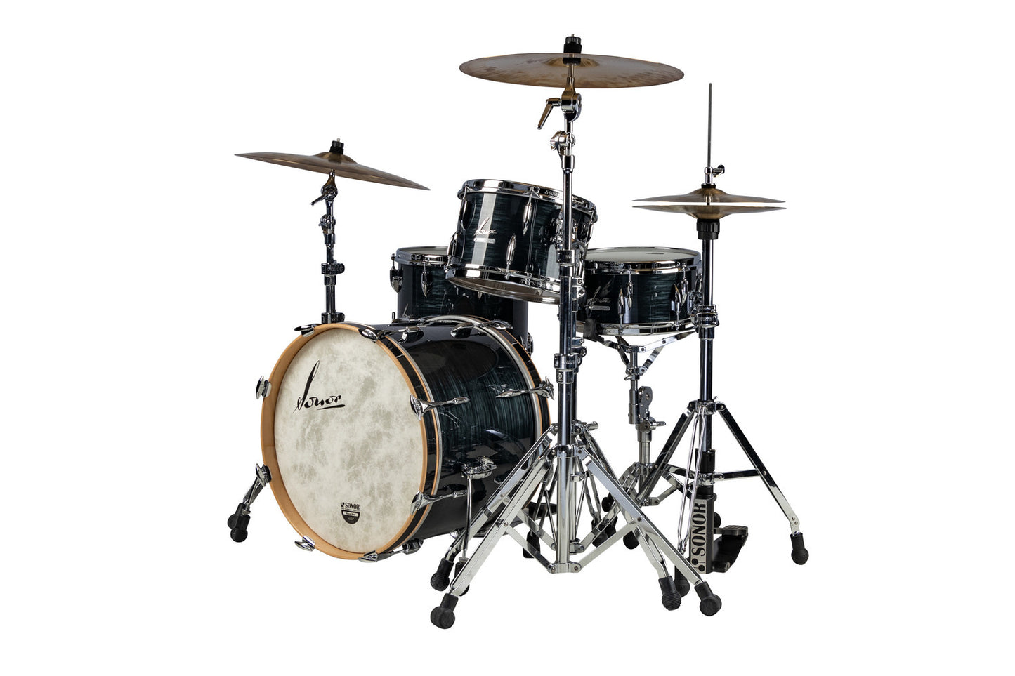 SONOR VINTAGE SERIES 20" 3PC SHELL PACK W/MOUNT-VINTAGE BLACK SLATE