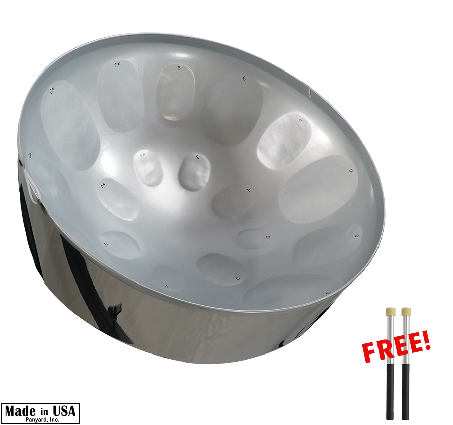 C-20 Lead Steel Pan - High Gloss Silver - Pan Only + FREE Mallets