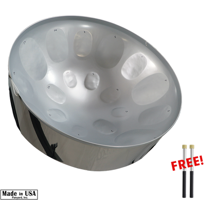 C-20 Lead Steel Pan - High Gloss Silver - Pan Only + FREE Mallets