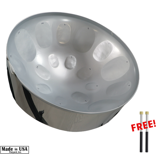 C-20 Lead Steel Pan - High Gloss Silver - Pan Only + FREE Mallets