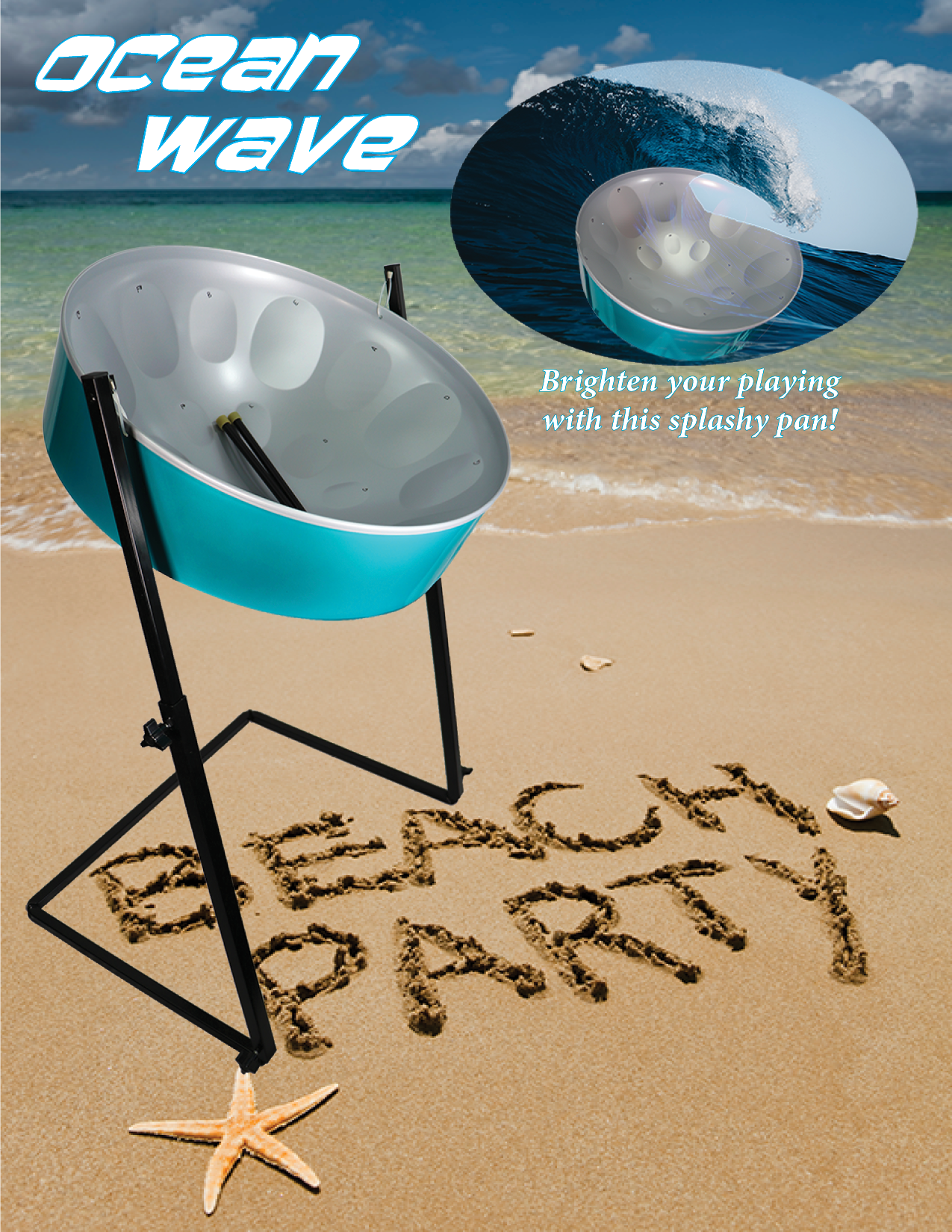C-20 Lead Steel Pan - Ocean Wave - Pan Only + FREE Mallets