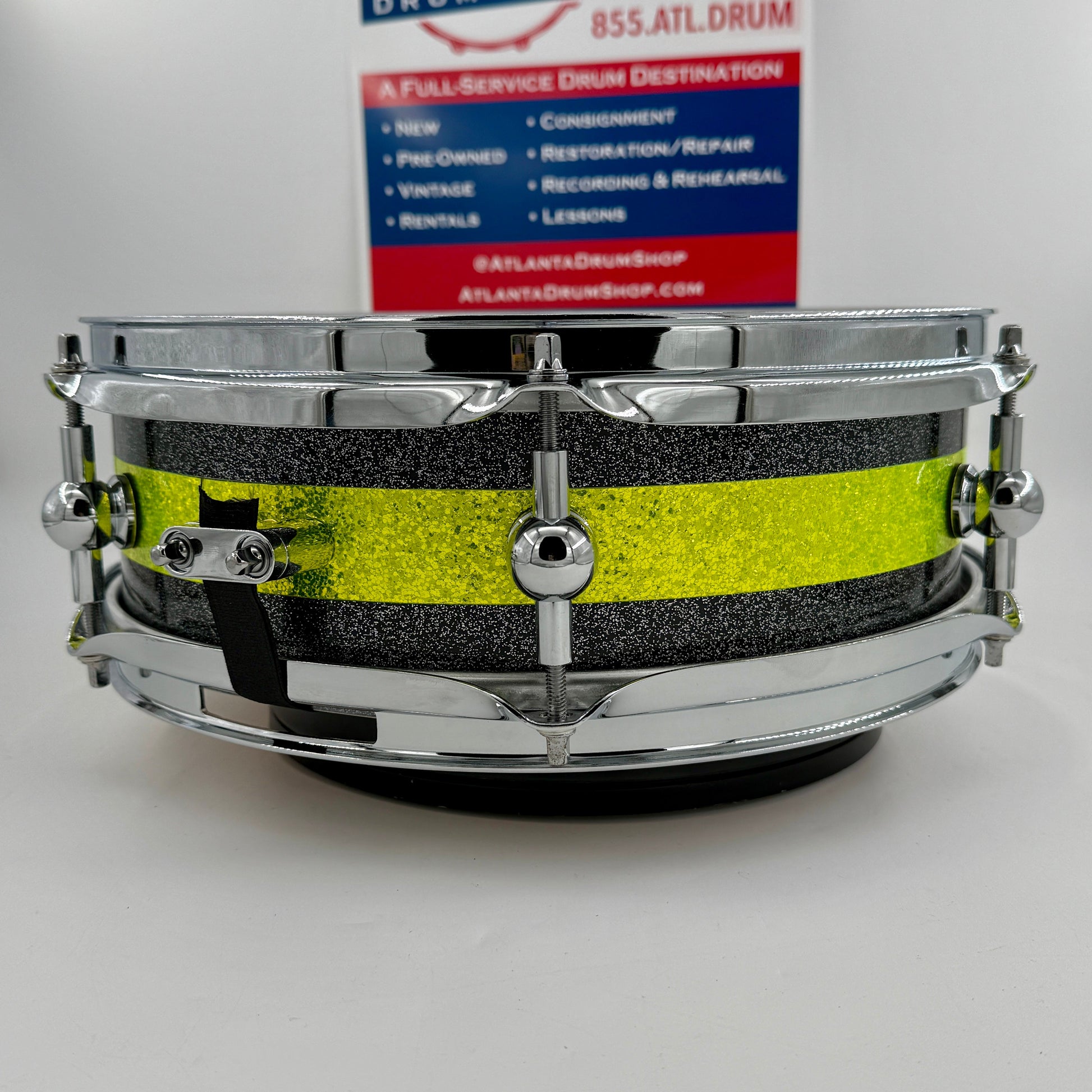 Montineri 12” x 4” Maple/Poplar Snare 2025 - Black/Green Sparkle-Montineri-Atlanta Drum Shop