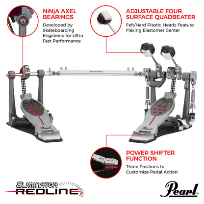 Pearl P2052C Eliminator Redline Chain Drive Double Bass Drum Pedal