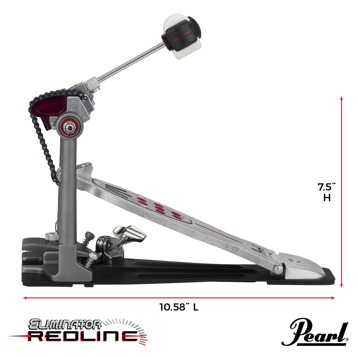 Pearl P2050C Eliminator Redline Chain Drive Single Bass Drum Pedal