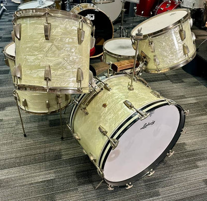WFL/Ludwig Vintage 5 Piece Drum Set 1950s - White Marine Pearl