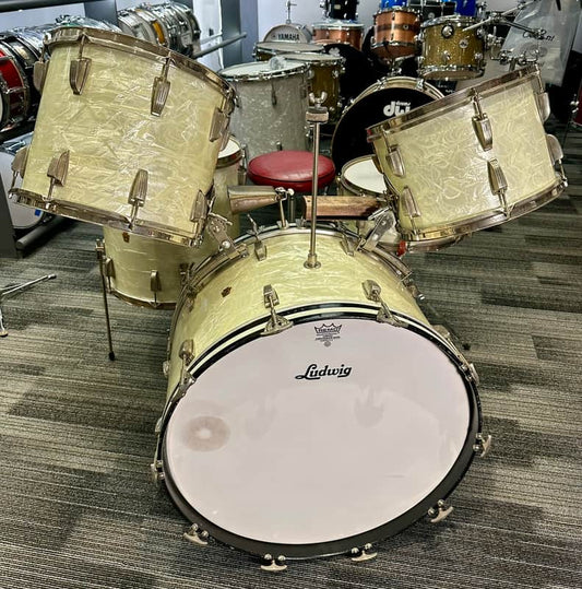 WFL/Ludwig Vintage 5 Piece Drum Set 1950s - White Marine Pearl