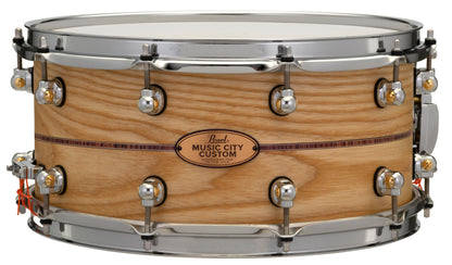 MUSIC CITY CUSTOM SOLID ASH 14"X6.5" SNARE DRUM W/INLAY