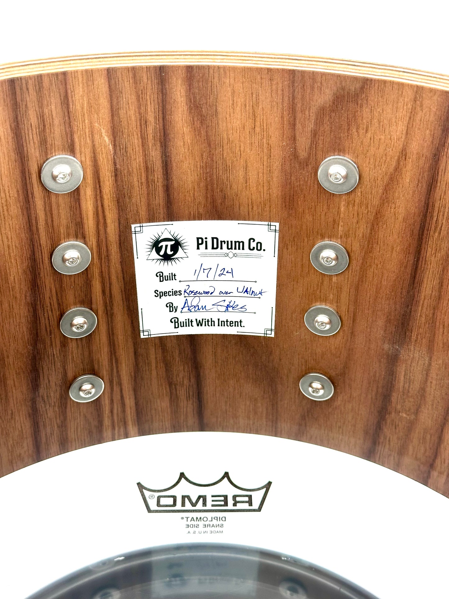Pi Drum Company 14" x 7" Rosewood/Walnut Snare-Pi Drum Company-Atlanta Drum Shop