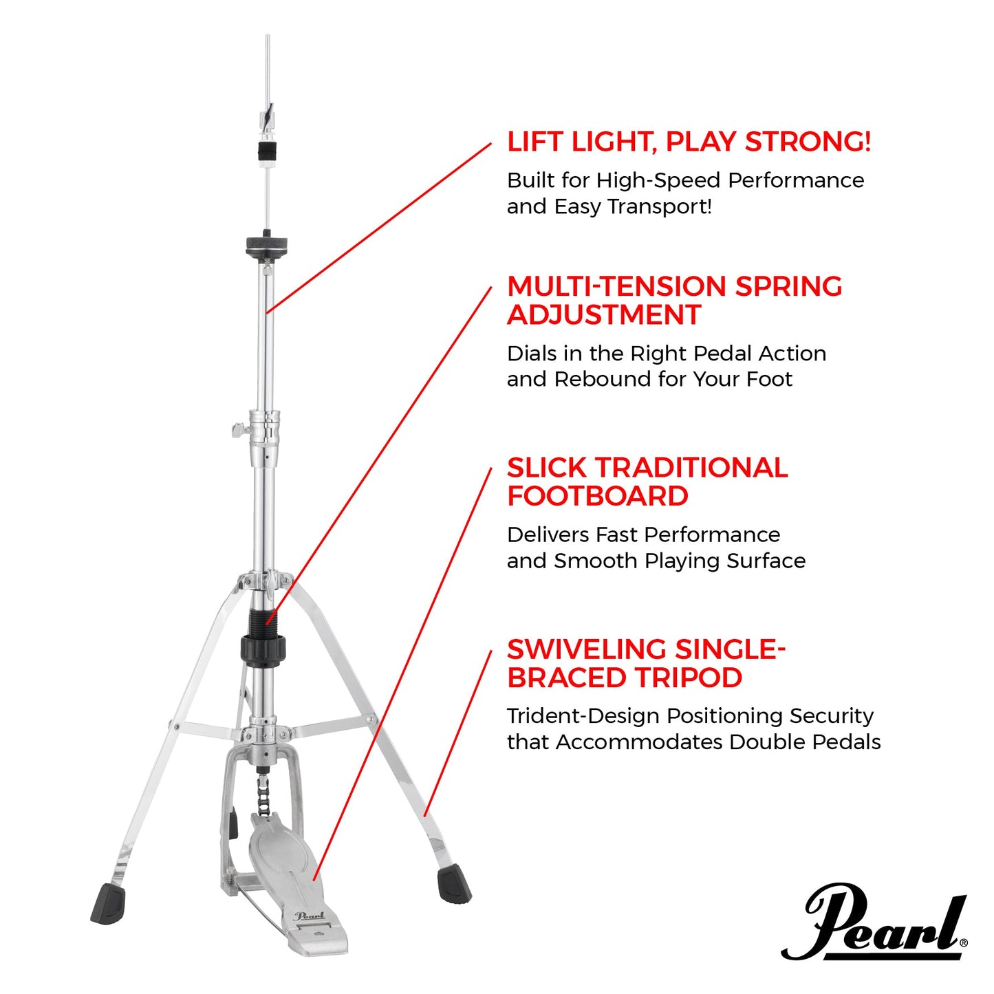 Pearl H1030S SINGLE BRACED HI-HAT STAND