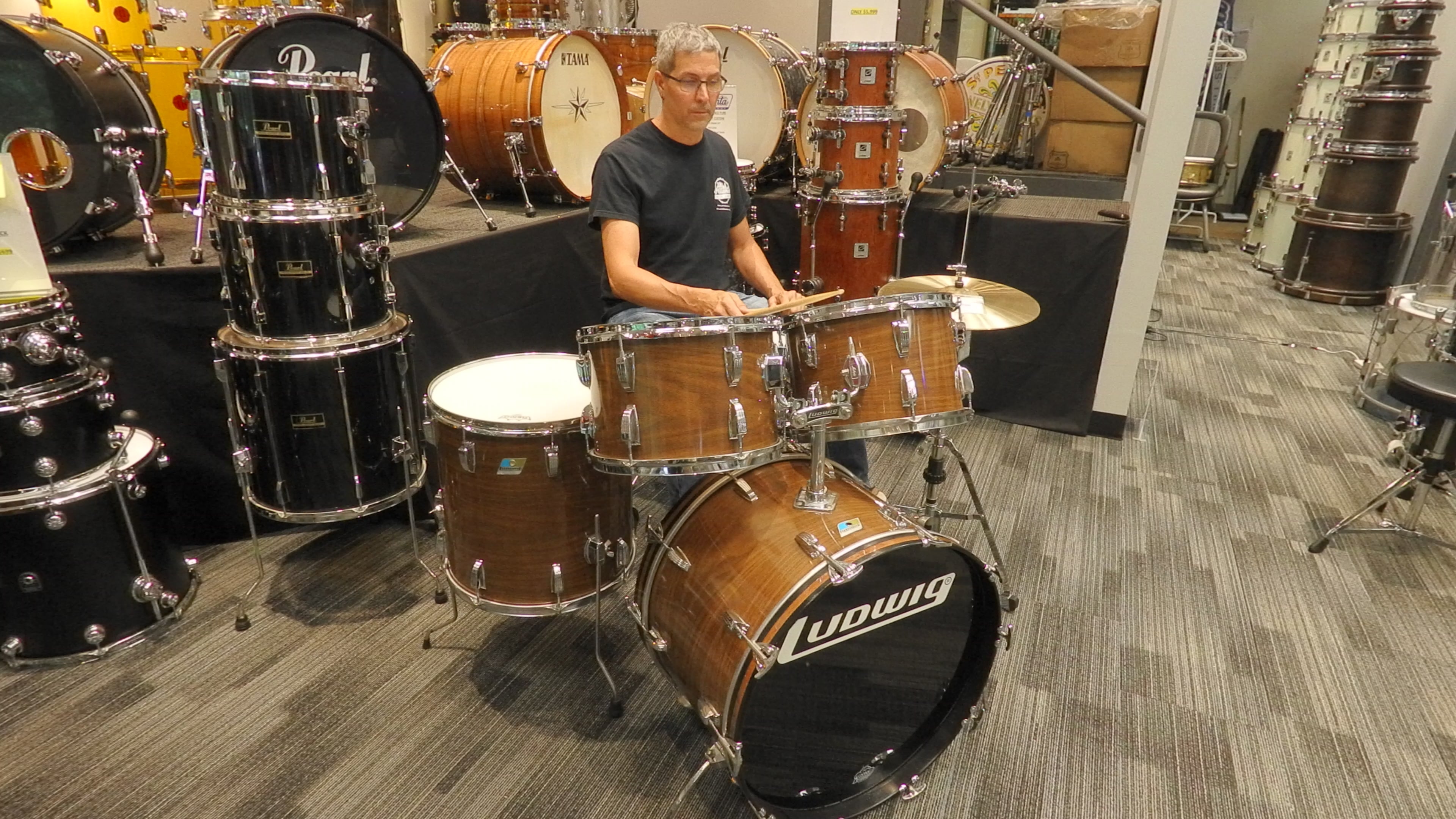 Ludwig Vintage 4-Piece Drum Kit in Walnut Cortex Atlanta Drum Shop
