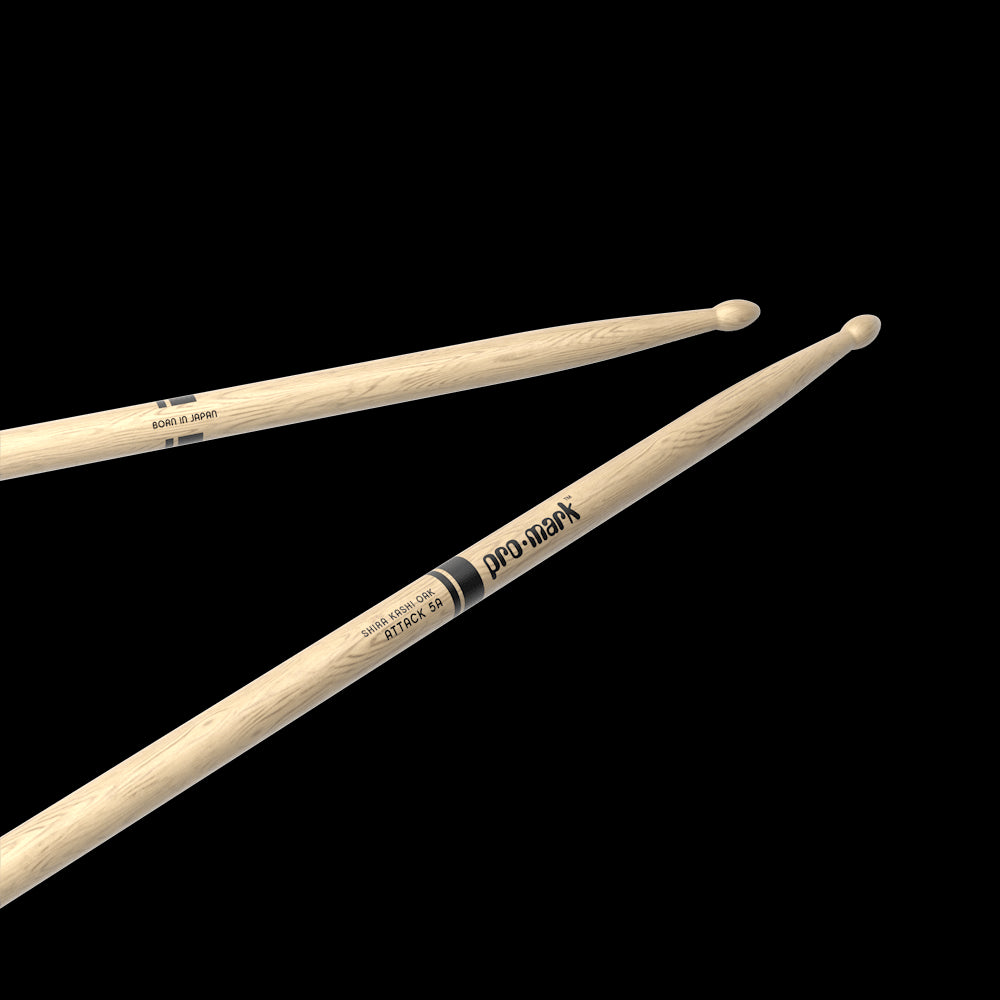 Promark Classic Attack Drumsticks - Shira Kashi Oak 727, Wood Tip