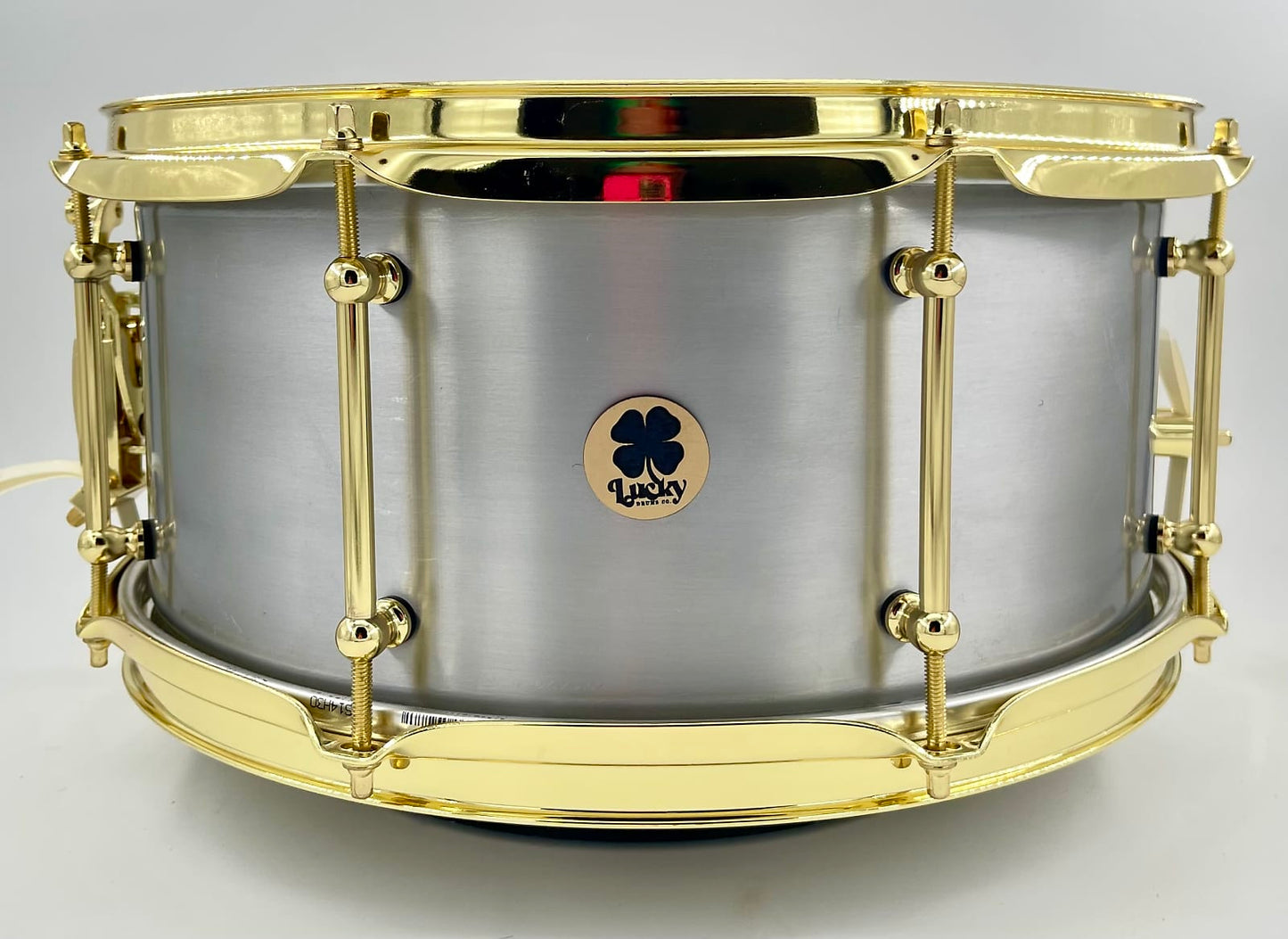 Lucky Drums Company 14"x6.5" Aluminum Snare Drum w/ Gold hoops