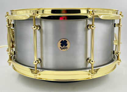 Lucky Drums Company 14"x6.5" Aluminum Snare Drum w/ Gold hoops