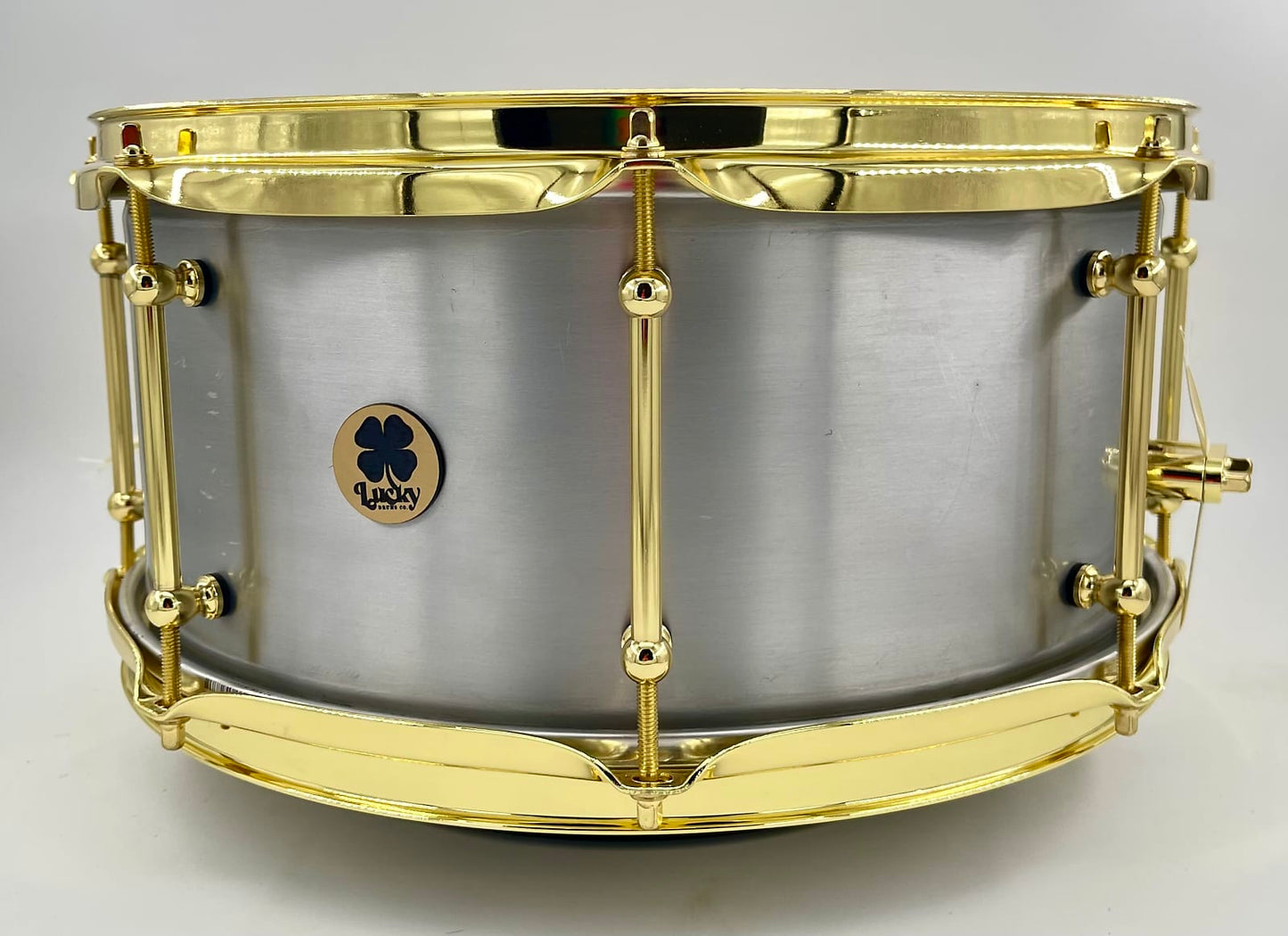 Lucky Drums Company 14"x6.5" Aluminum Snare Drum w/ Gold hoops