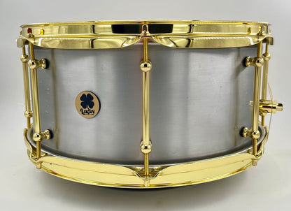 Lucky Drums Company 14"x6.5" Aluminum Snare Drum w/ Gold hoops